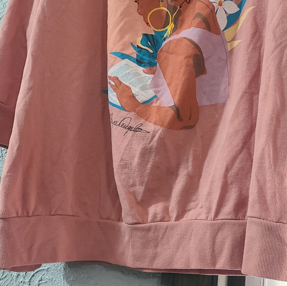 #TorridStrong Off-Shoulder Sweatshirt - French Terry Maya Angelou Rose Pink - Picture 10 of 16